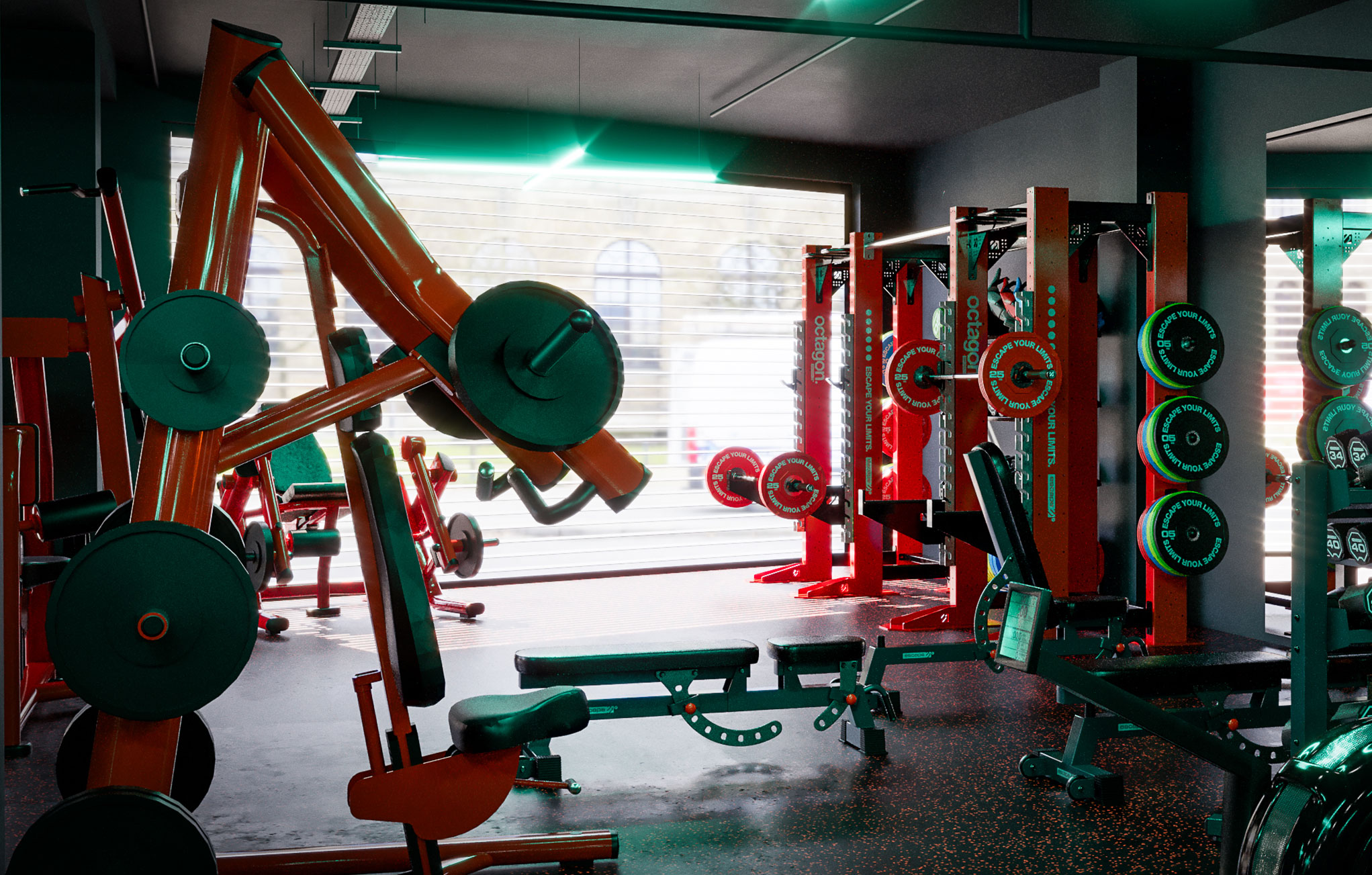 Red Frames in gym design