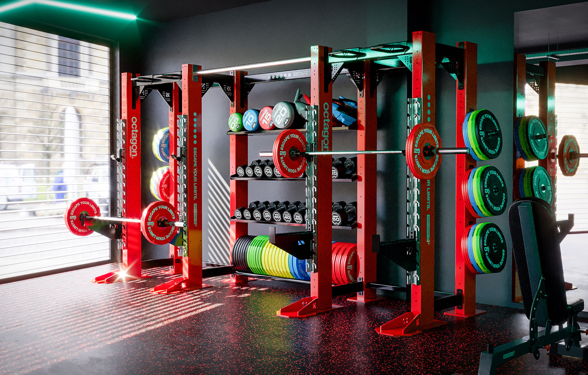 Red Frames in gym design
